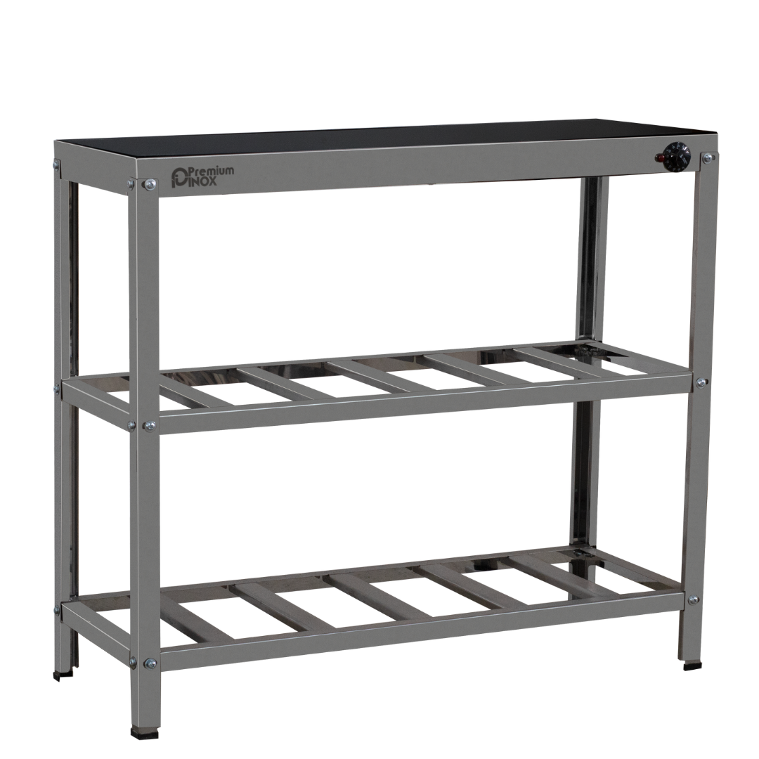 Mesa Pista 100cm Aquecida Vidro Temperado Estrutura Inox