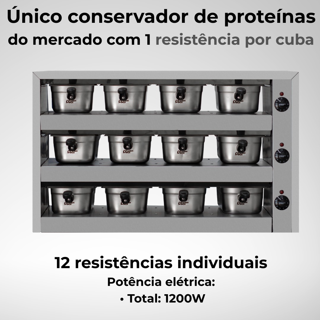 Estufa Conservador Mantenedor de Proteínas 12 Cubas GN Inox - Imagem 4