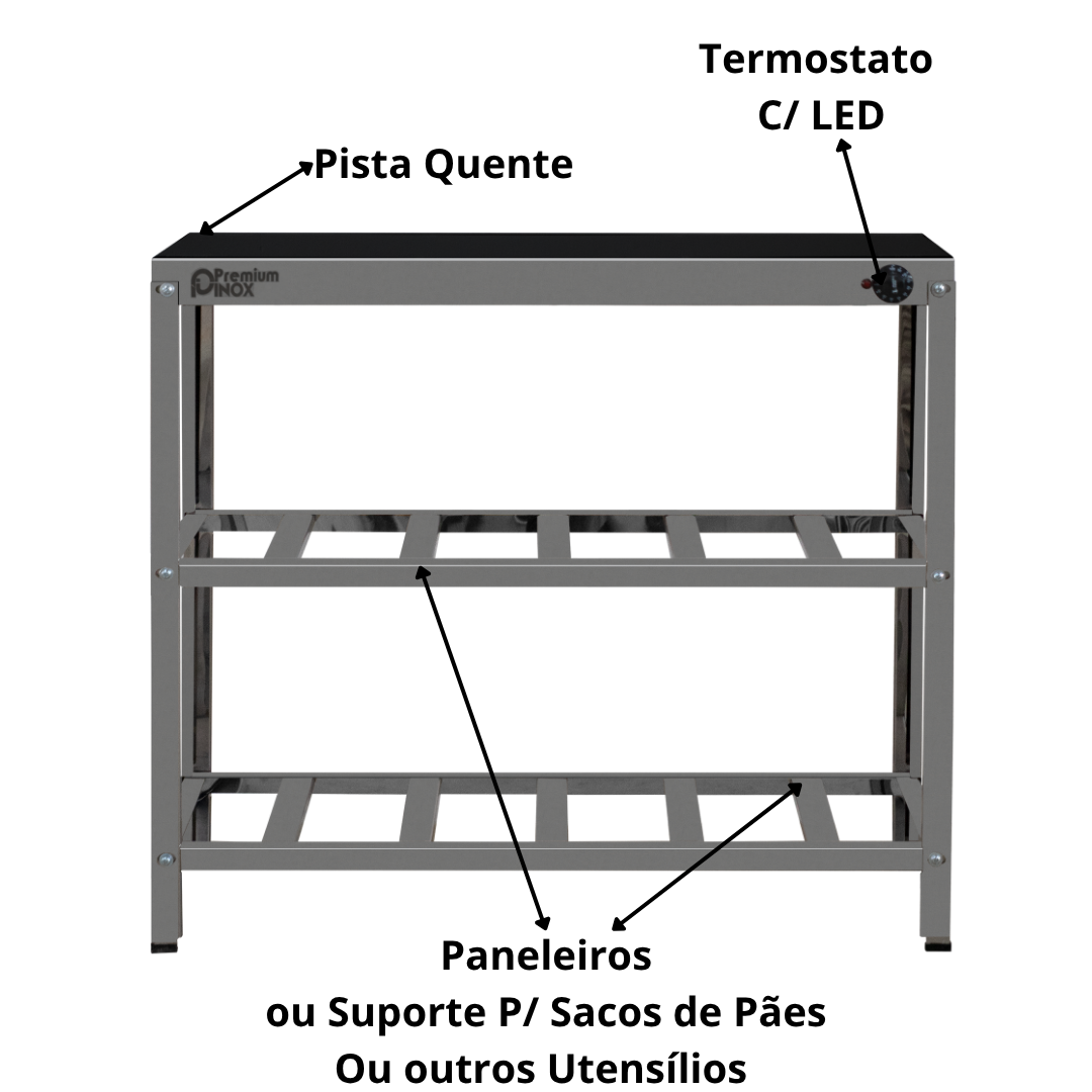 Mesa Pista 100cm Aquecida Vidro Temperado Estrutura Inox - Imagem 3