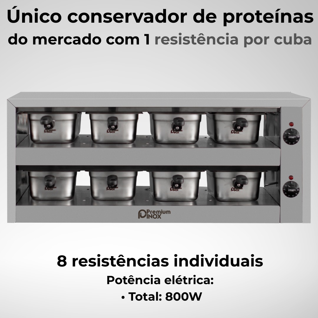 Estufa Mantenedor de Proteínas Conservador 8 Cubas GN Inox - Imagem 3