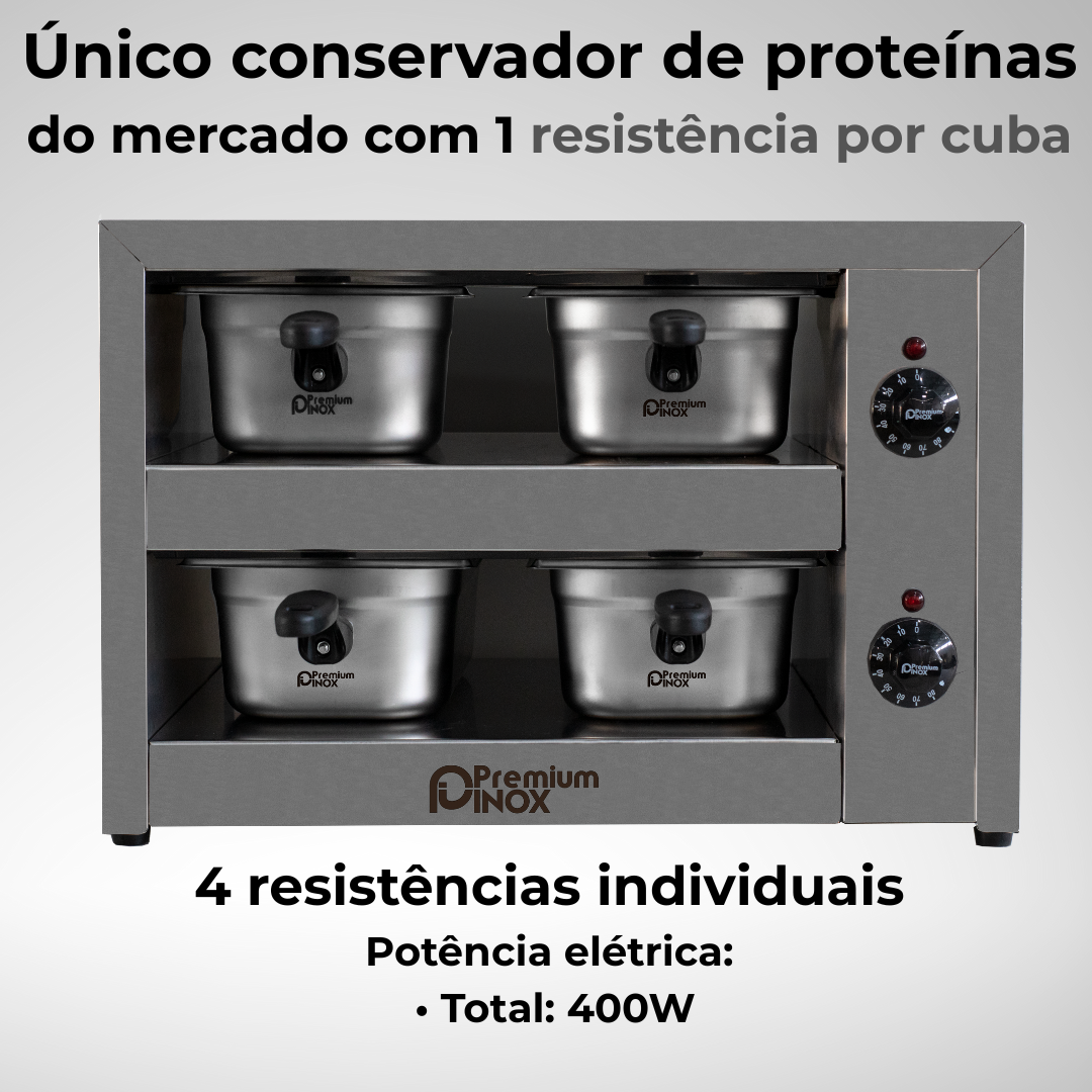 Estufa Proteínas 4 cubas GN 1/3 Inox - Imagem 2
