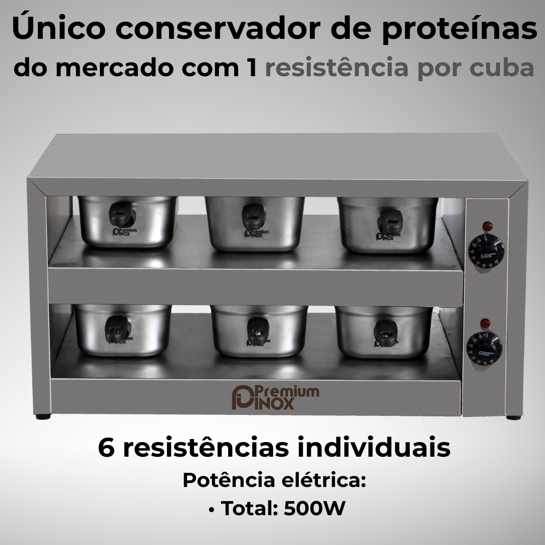 Estufa de Proteínas Mantenedor Conservador 6 Cubas GN 1/6 Inox - Imagem 3