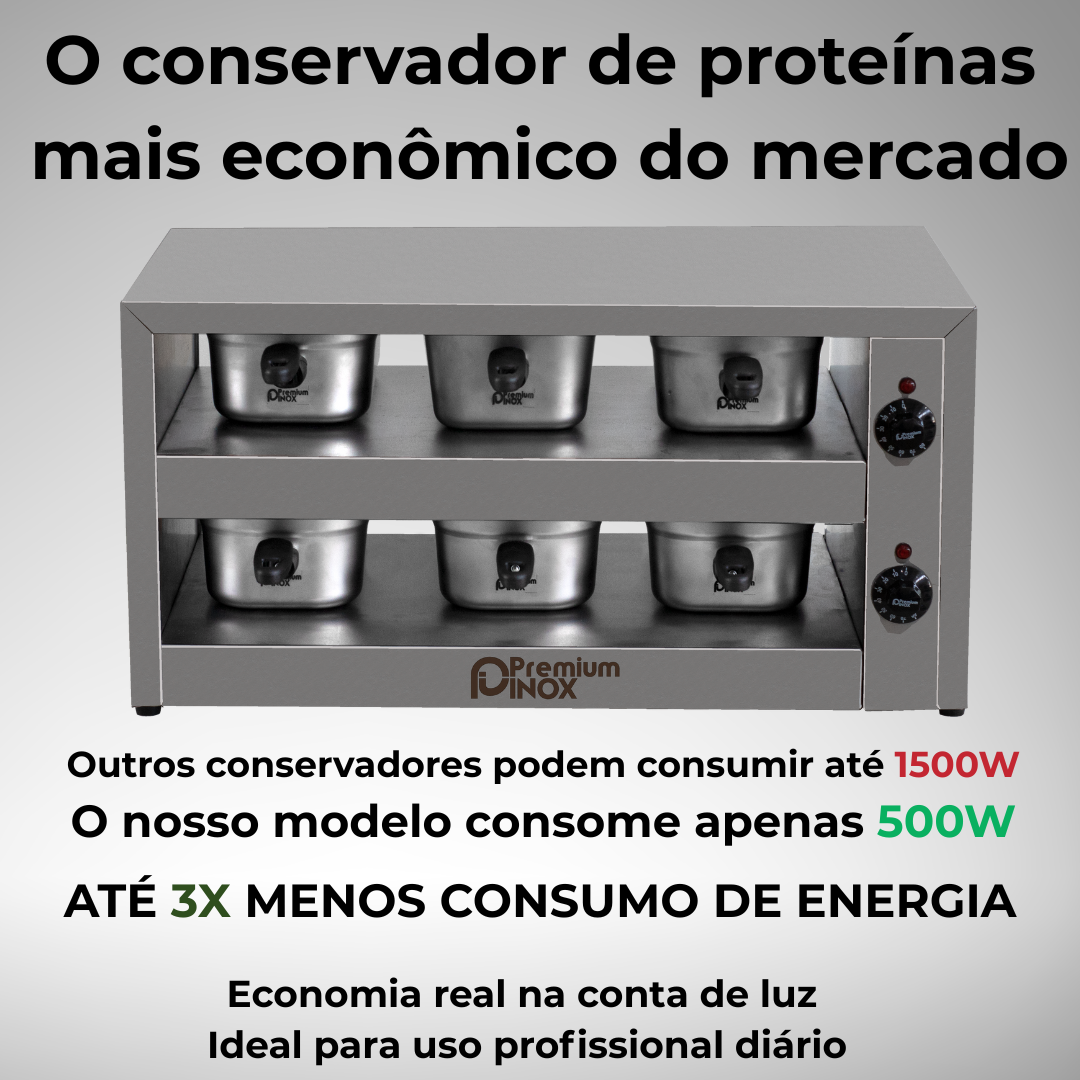 Estufa de Proteínas Mantenedor Conservador 6 Cubas GN 1/6 Inox - Imagem 4